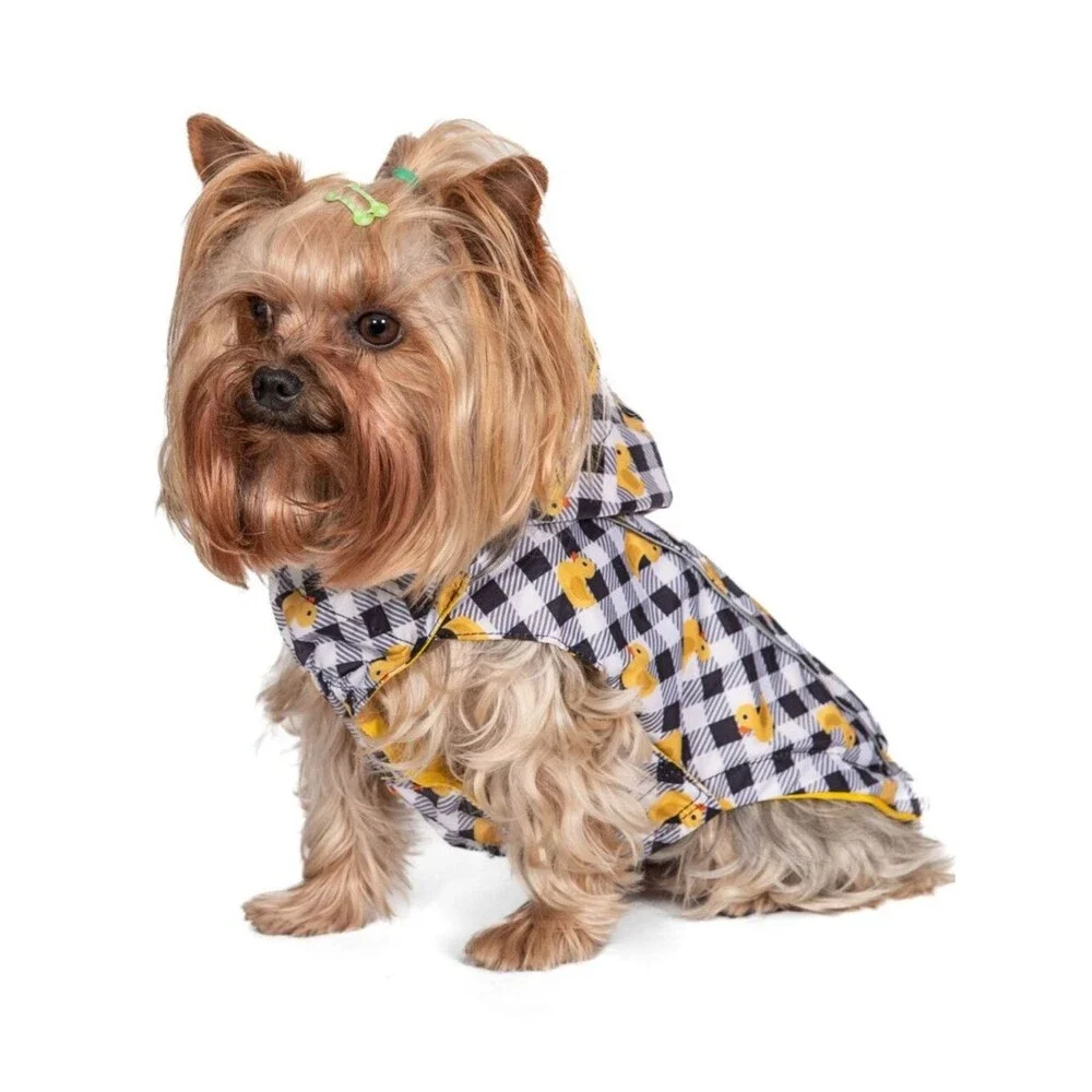 HD Pet Reversible Raincoat  - Yellow / Ducks - Size Lg (18-24